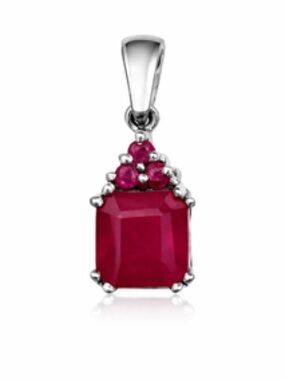 Sterling Silver Ruby-Red Gemstone Pendant